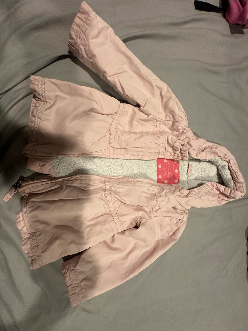 Cherokee Light Pink Hooded Puffer Coat with Sherpa Lining